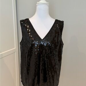 J. Crew Black Sequin V-Neck Blouse